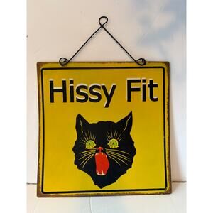 Metal Black Cat "Hissy Fit" Sign